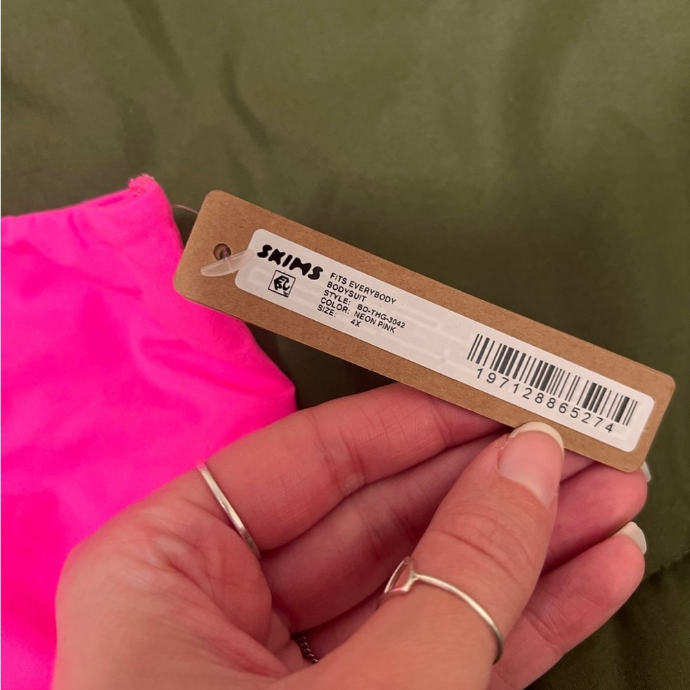 SKIMS One-Shoulder Cutout Bodysuit in Hot Pink - Picture 3 of 4